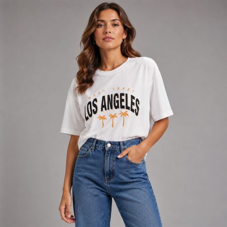 تیشرت پنبه‌ای لانگ طرح Los Angeles