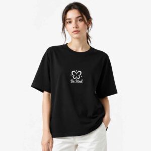 تیشرت پنبه ای طرح پروانه مدل Be Kind