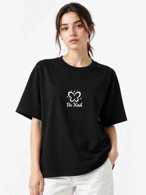 تیشرت پنبه ای طرح پروانه مدل Be Kind